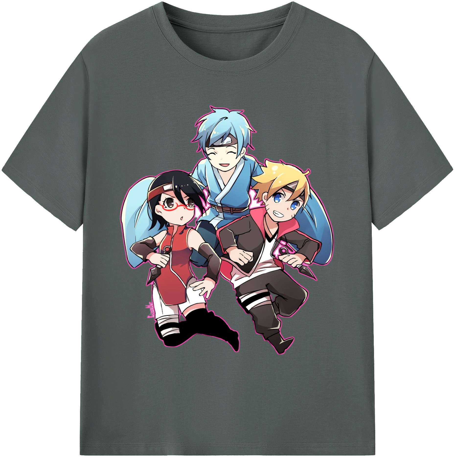 （画像用） NARUTO -ナルト- うちは サラダ Uchiha Sarada 綿100％ メンズ半袖Tシャツ｜肌触りやわらか＆通気性